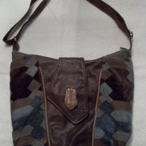 Vintage ERDA Leather & Tapestry Satchel Handbag